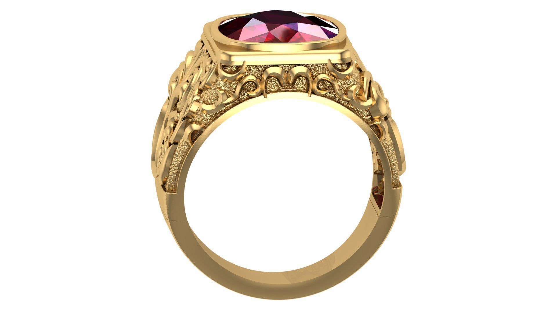 RUBY GENTS RING 3D print model_3