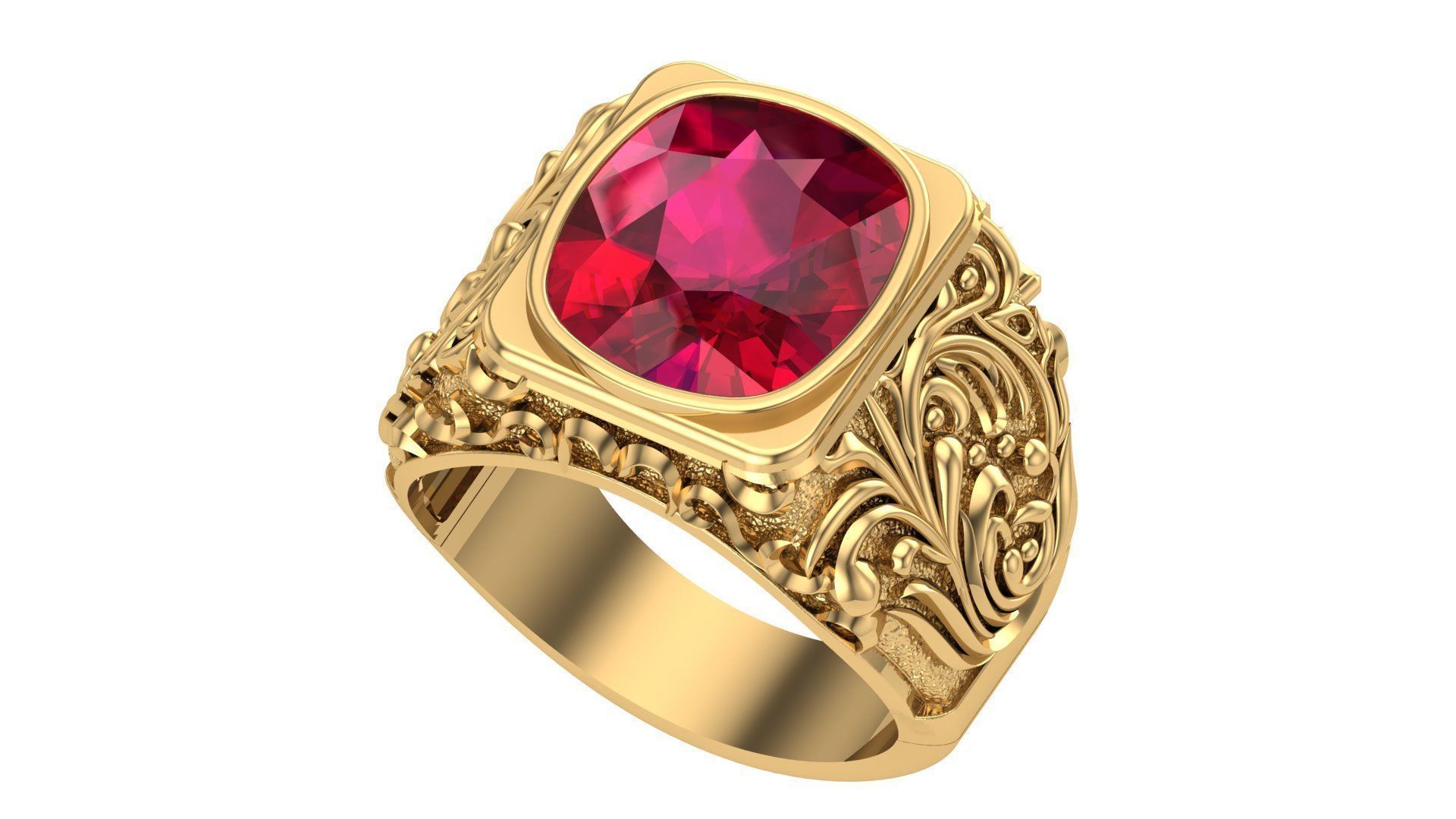 RUBY GENTS RING 3D print model_1