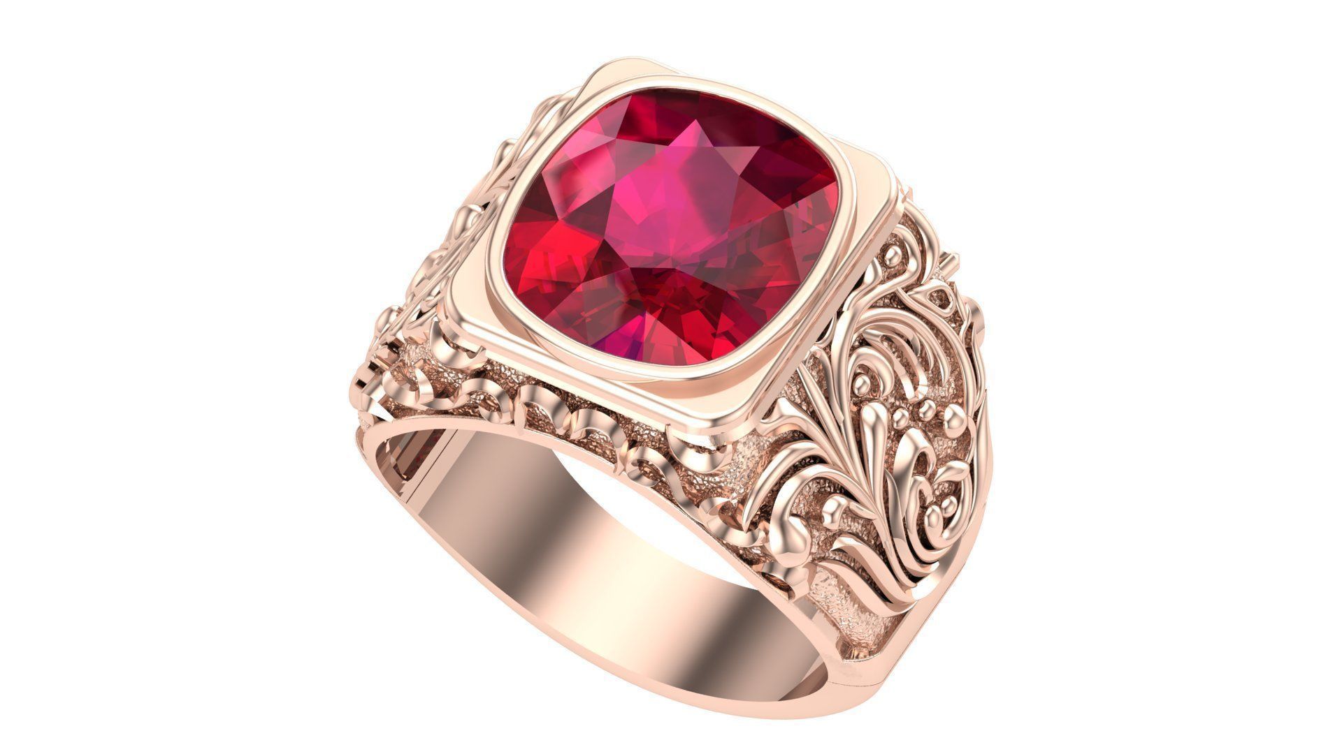 RUBY GENTS RING 3D print model_5