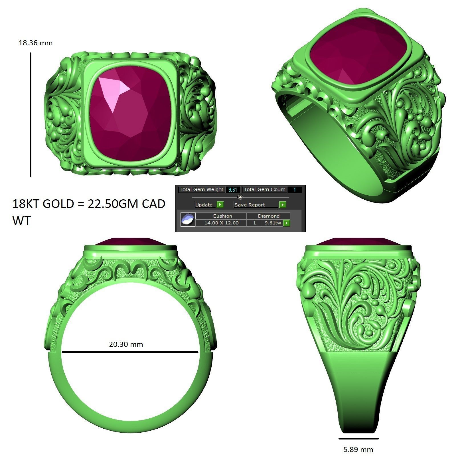 RUBY GENTS RING 3D print model_12