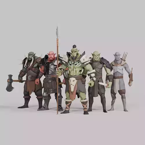 Stylized Low Poly Orc Clan - Character Pack Low-poly 3D model