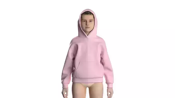 Kids female hoodie 3D model