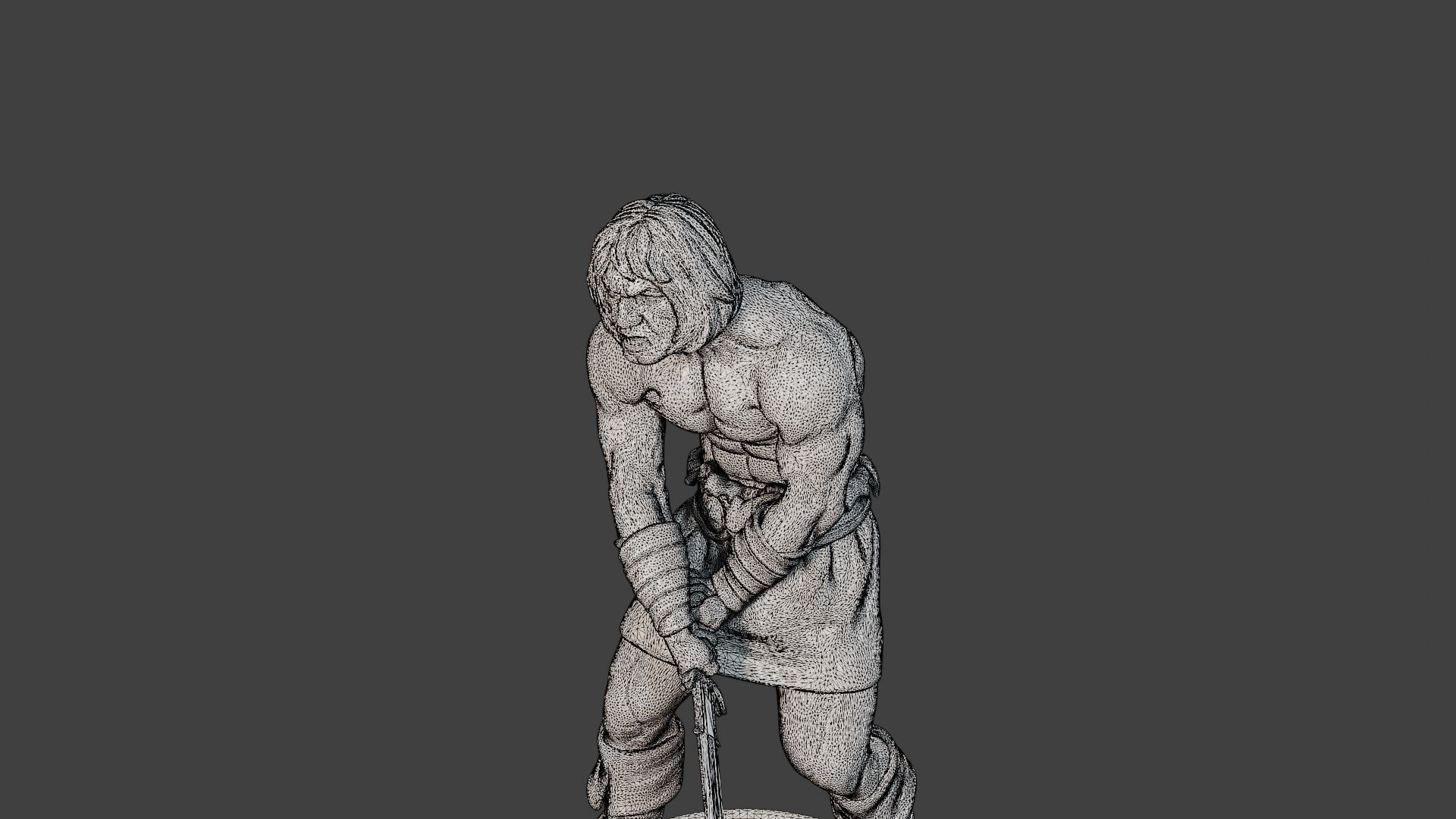 Male Barbarian 2HSword Attacking3 3D print model_12