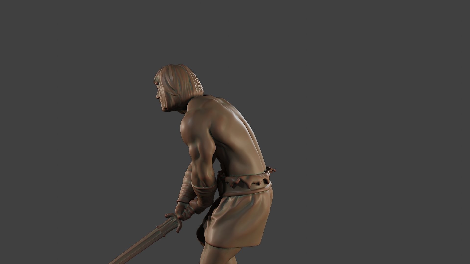 Male Barbarian 2HSword Attacking3 3D print model_26