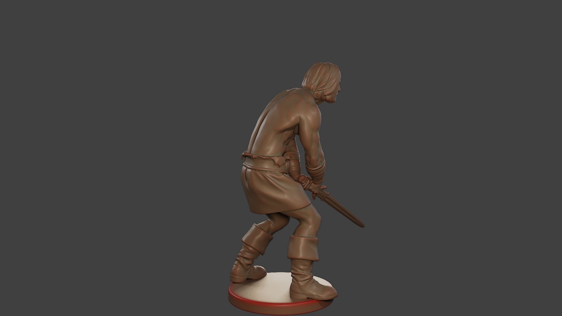 Male Barbarian 2HSword Attacking3 3D print model_8