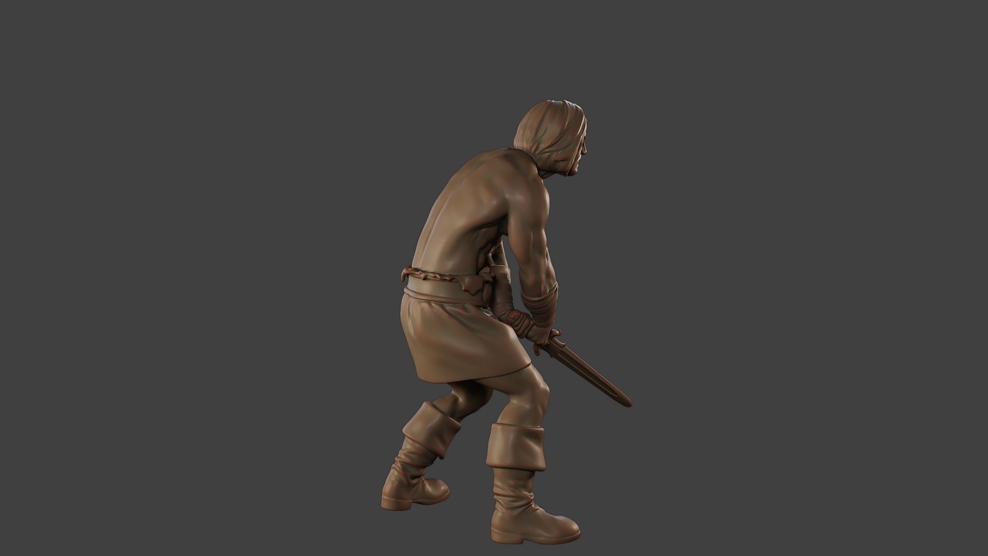 Male Barbarian 2HSword Attacking3 3D print model_31