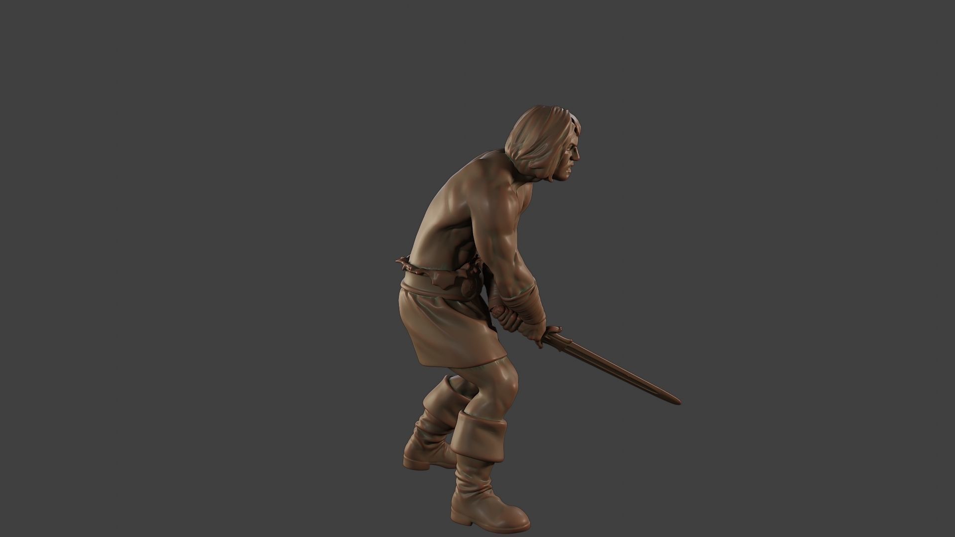 Male Barbarian 2HSword Attacking3 3D print model_30