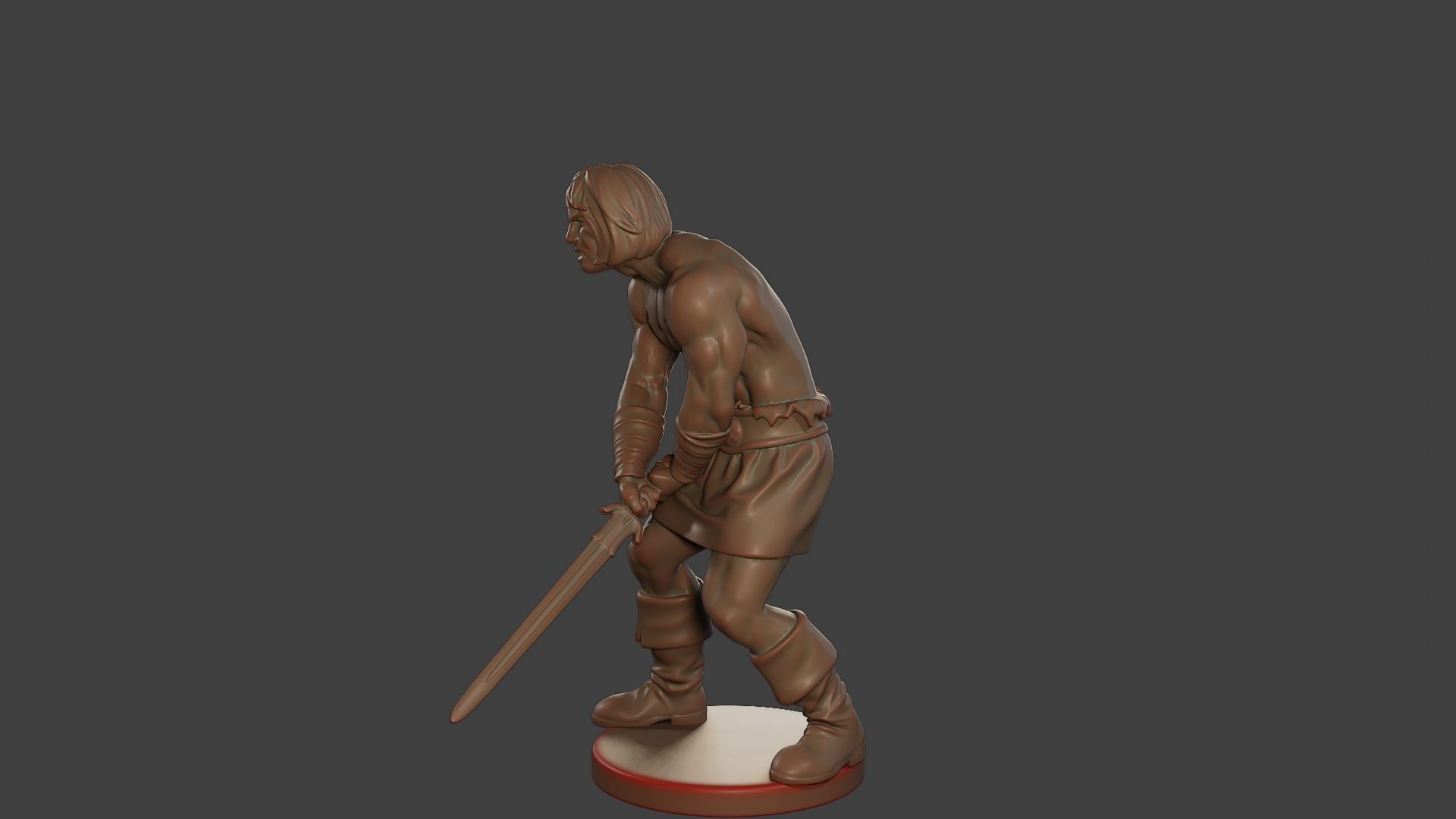 Male Barbarian 2HSword Attacking3 3D print model_3