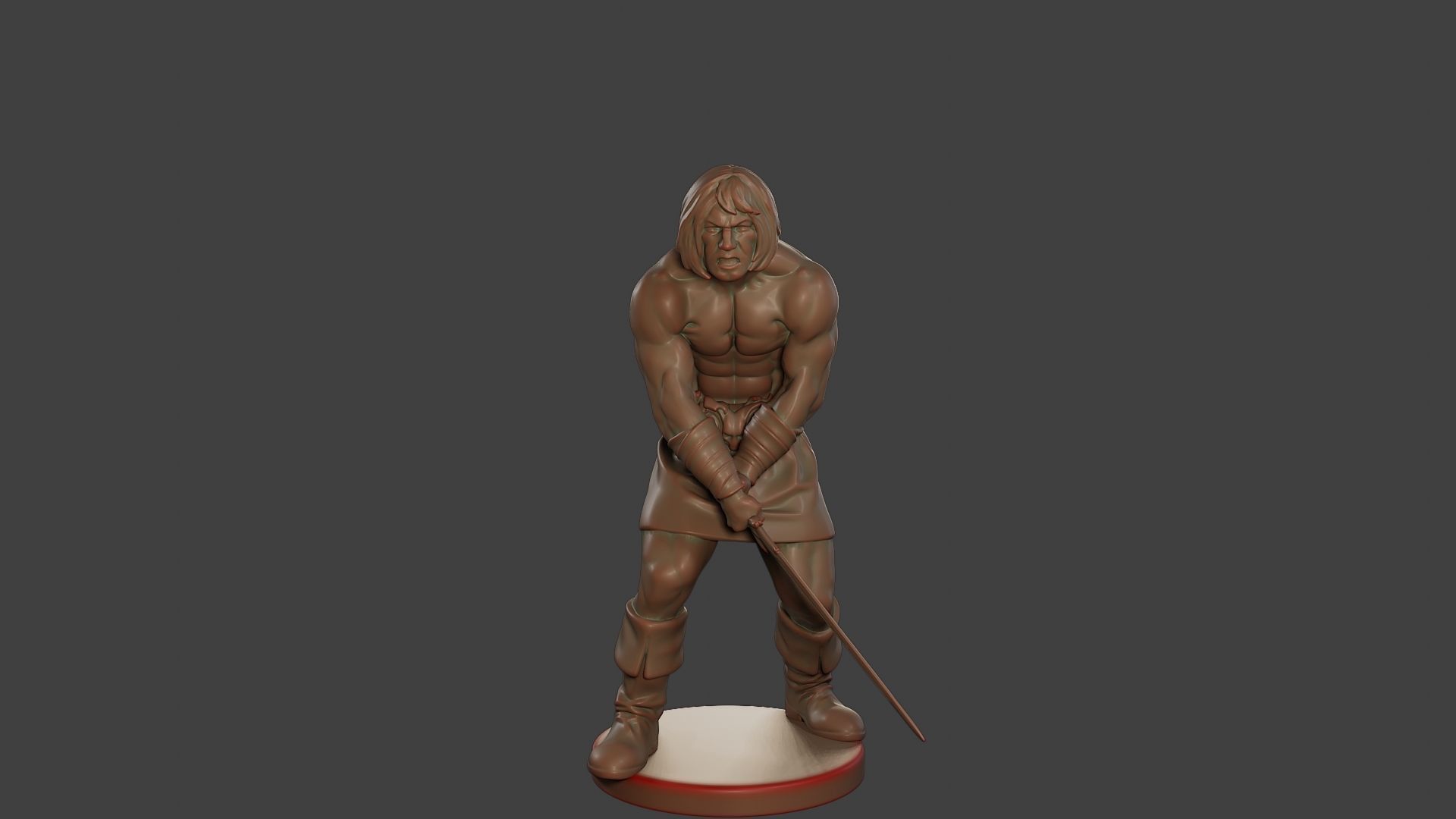 Male Barbarian 2HSword Attacking3 3D print model_11