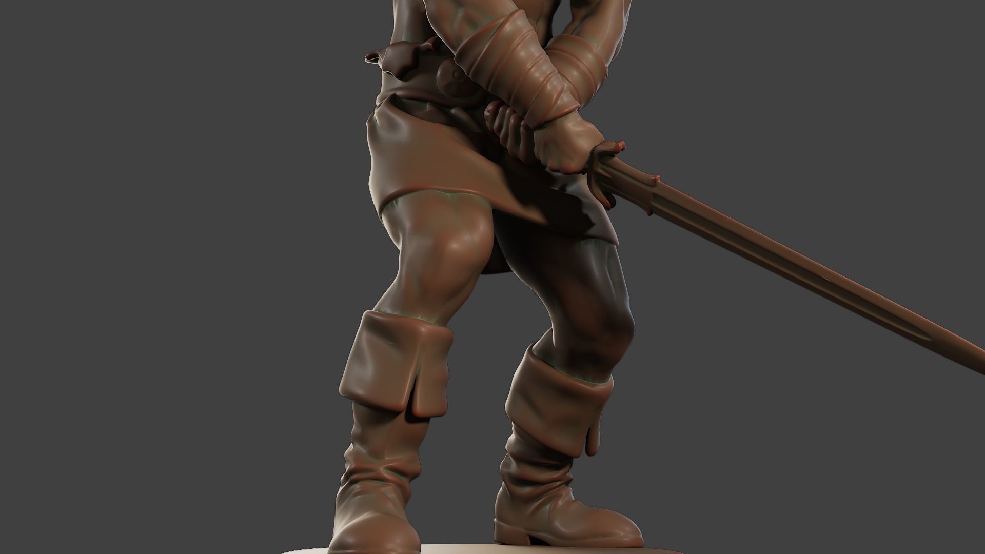 Male Barbarian 2HSword Attacking3 3D print model_13