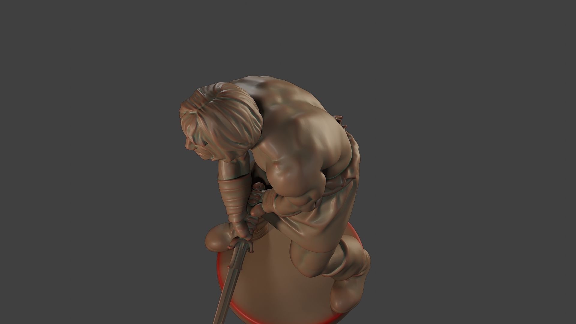 Male Barbarian 2HSword Attacking3 3D print model_16