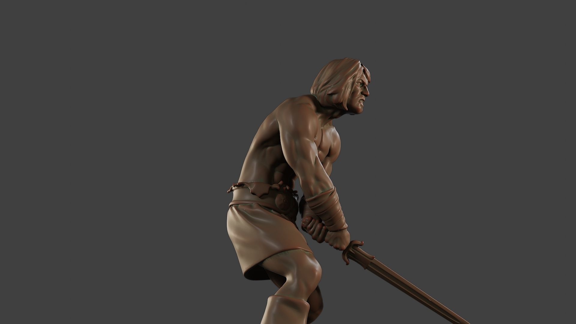 Male Barbarian 2HSword Attacking3 3D print model_29
