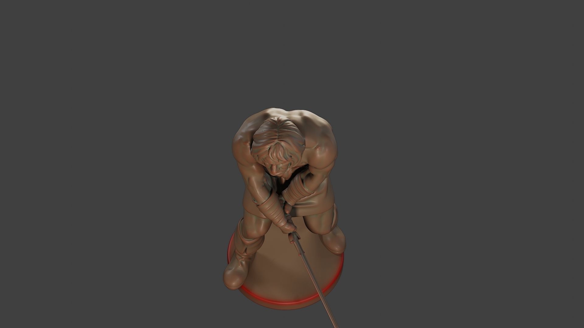 Male Barbarian 2HSword Attacking3 3D print model_14
