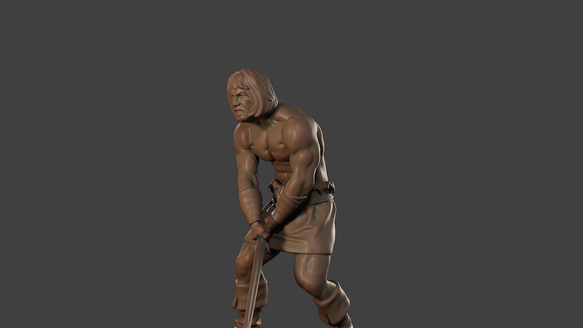 Male Barbarian 2HSword Attacking3 3D print model_27