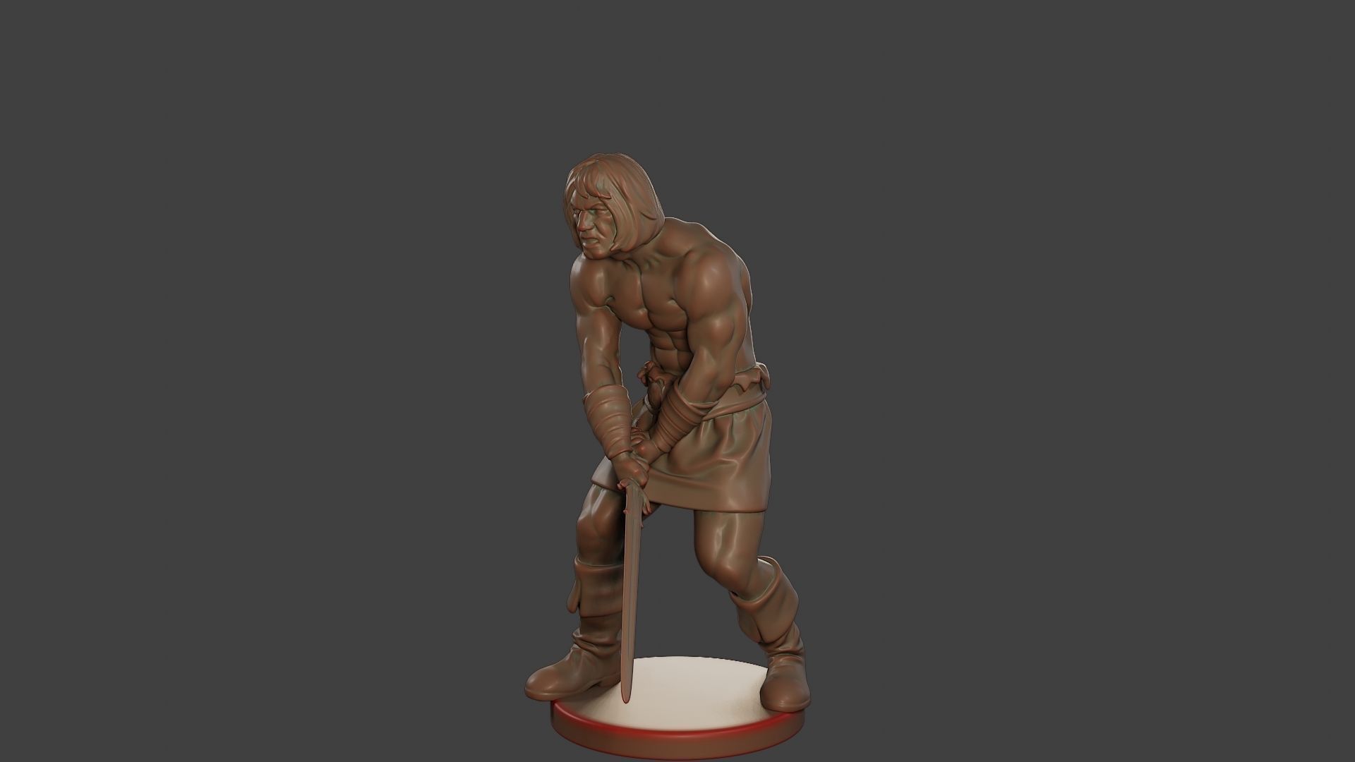 Male Barbarian 2HSword Attacking3 3D print model_2