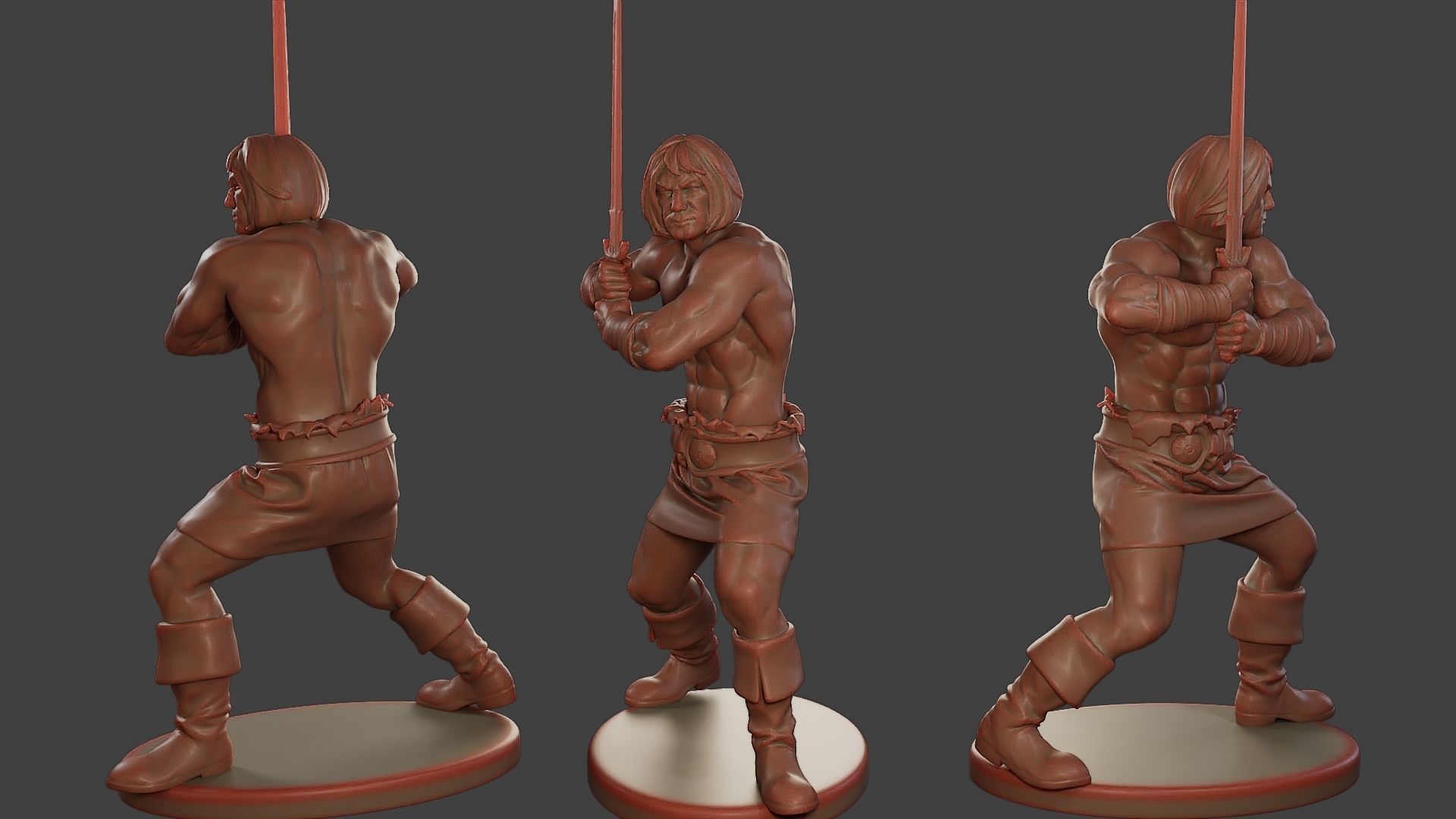 Male Barbarian 2HSword Pack 1 3D Model Collection_9