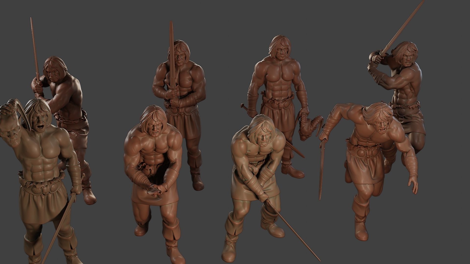 Male Barbarian 2HSword Pack 1 3D Model Collection_21