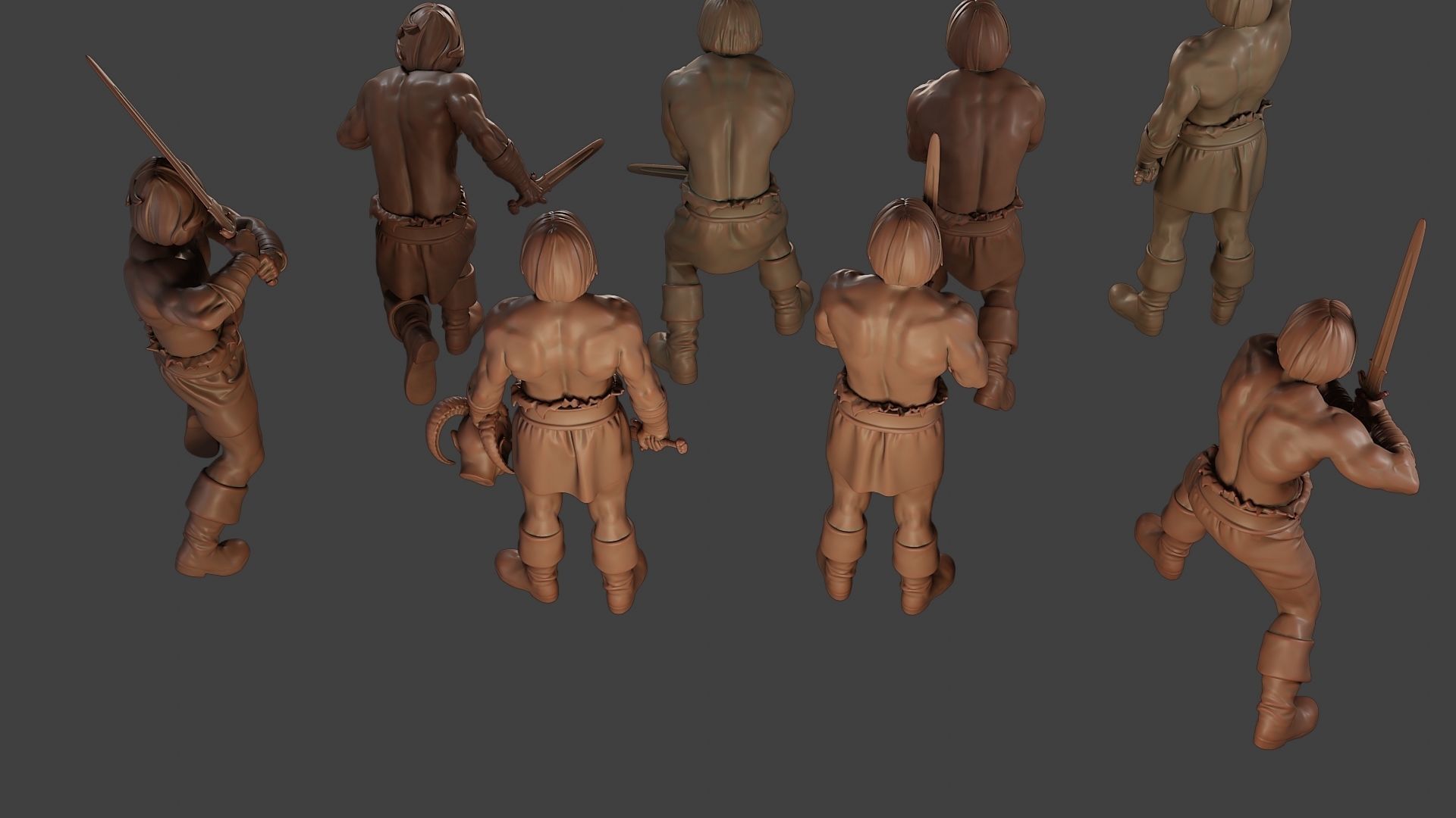 Male Barbarian 2HSword Pack 1 3D Model Collection_14