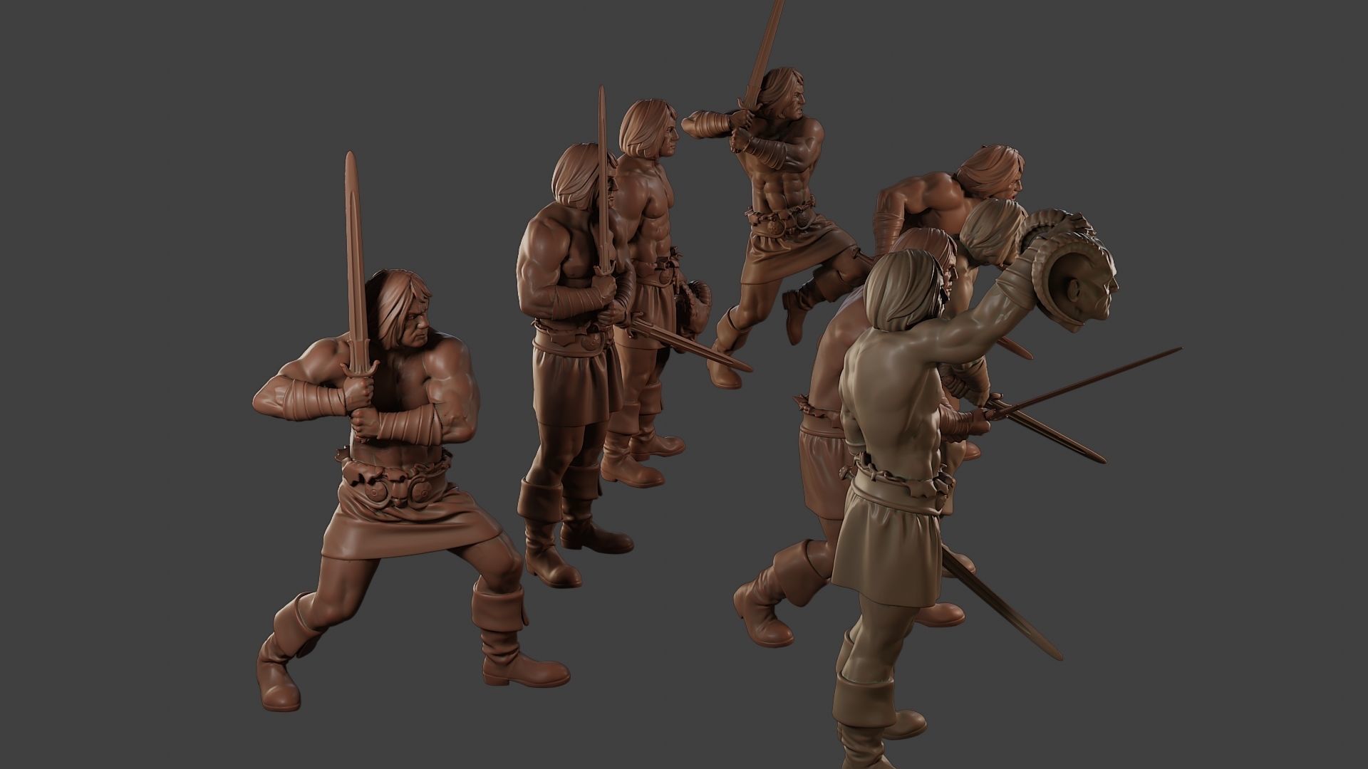 Male Barbarian 2HSword Pack 1 3D Model Collection_29