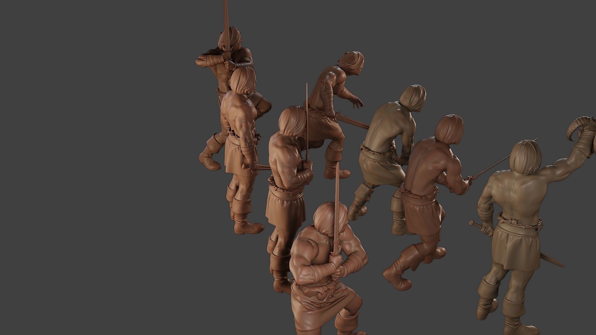 Male Barbarian 2HSword Pack 1 3D Model Collection_11