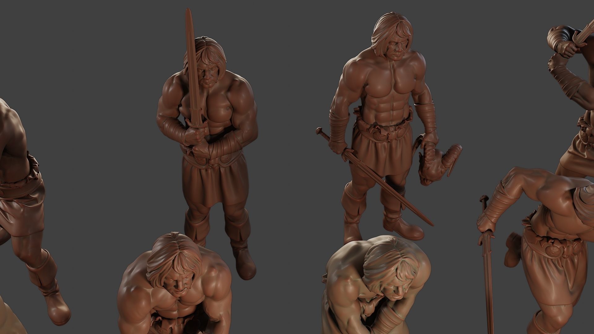 Male Barbarian 2HSword Pack 1 3D Model Collection_22