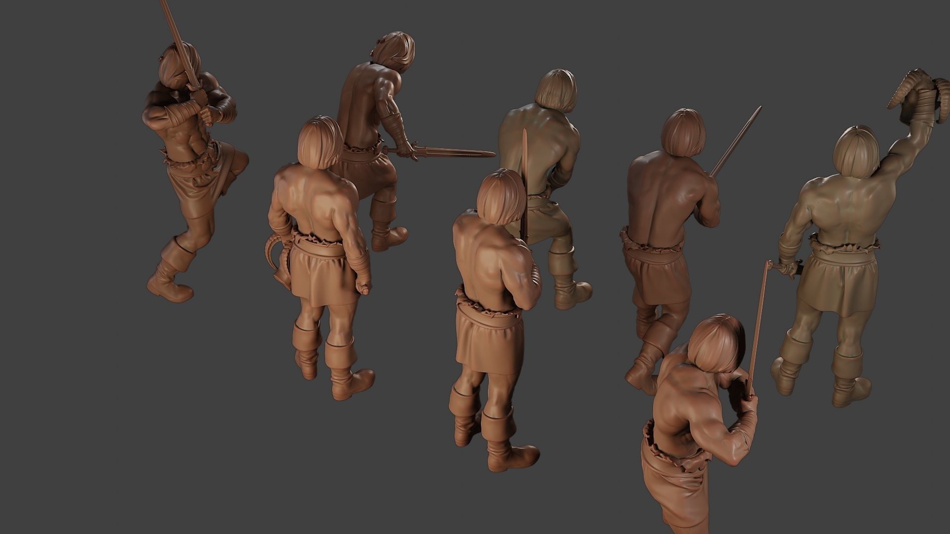 Male Barbarian 2HSword Pack 1 3D Model Collection_28