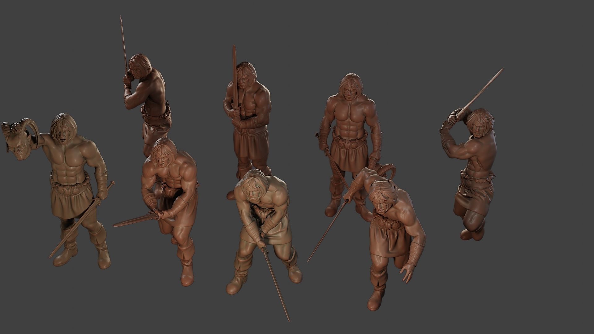 Male Barbarian 2HSword Pack 1 3D Model Collection_26