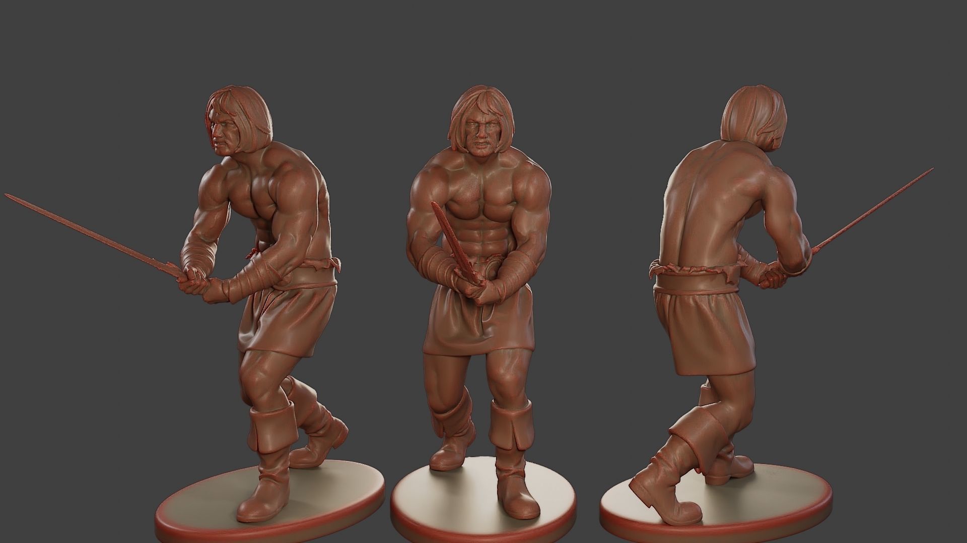 Male Barbarian 2HSword Pack 1 3D Model Collection_2
