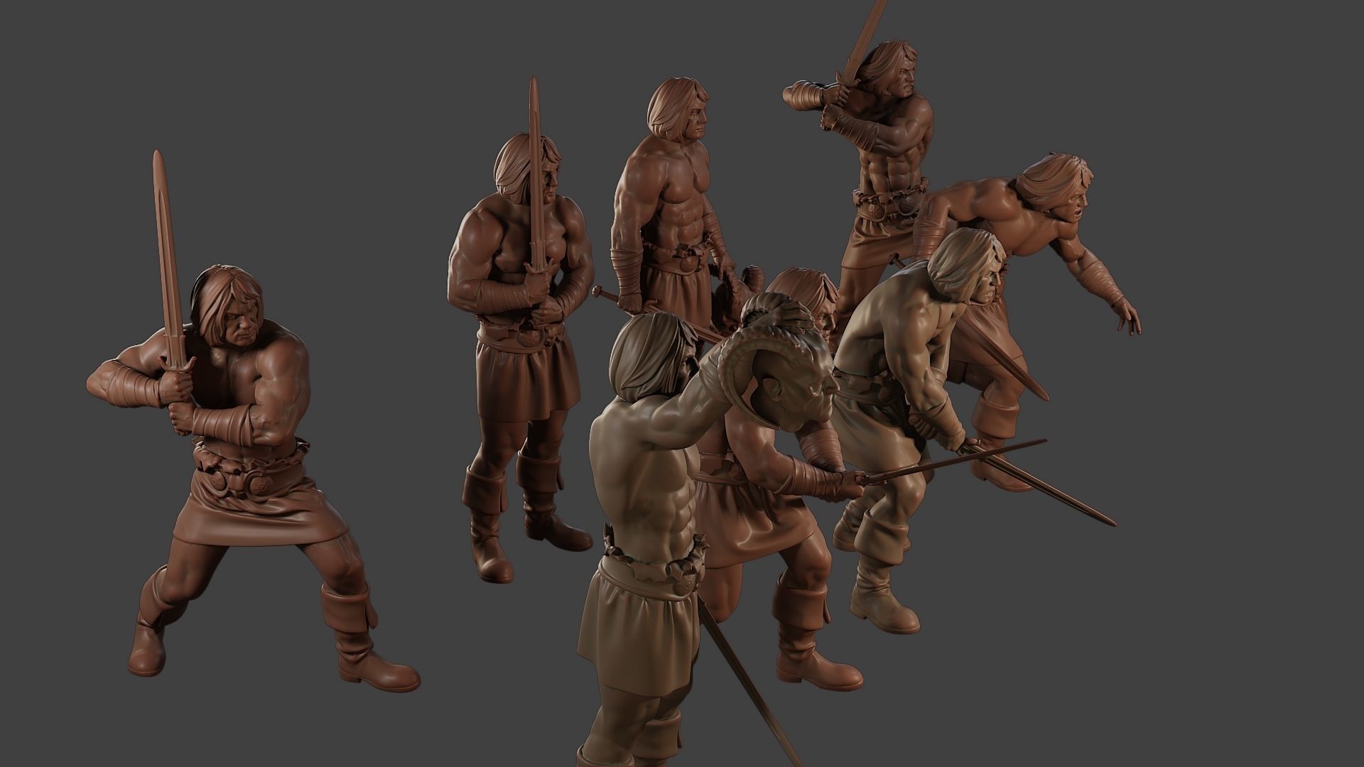 Male Barbarian 2HSword Pack 1 3D Model Collection_17