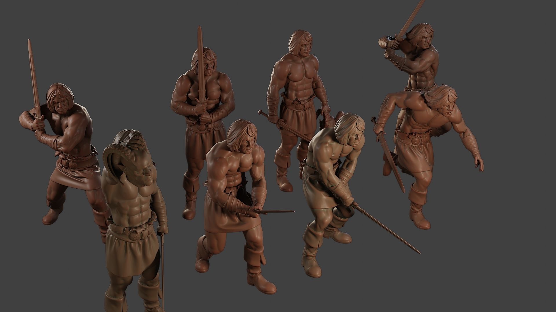 Male Barbarian 2HSword Pack 1 3D Model Collection_13