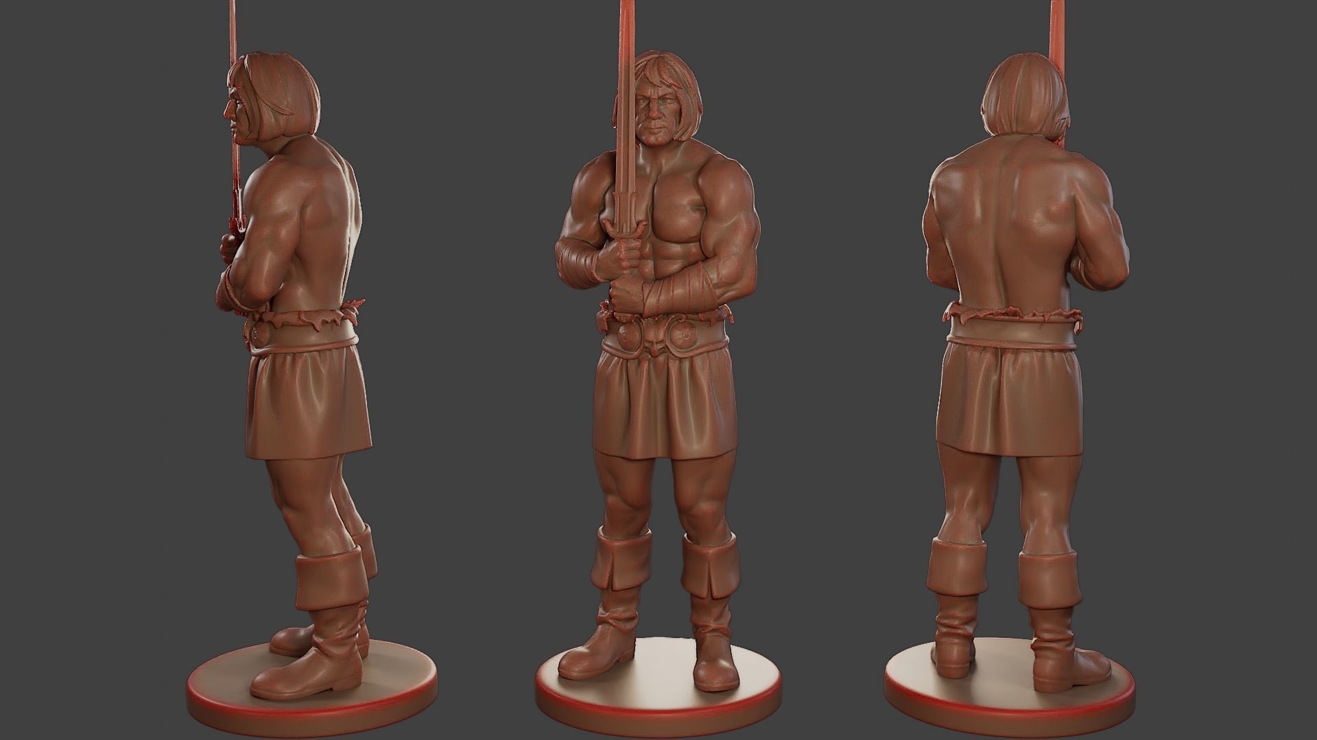 Male Barbarian 2HSword Pack 1 3D Model Collection_3