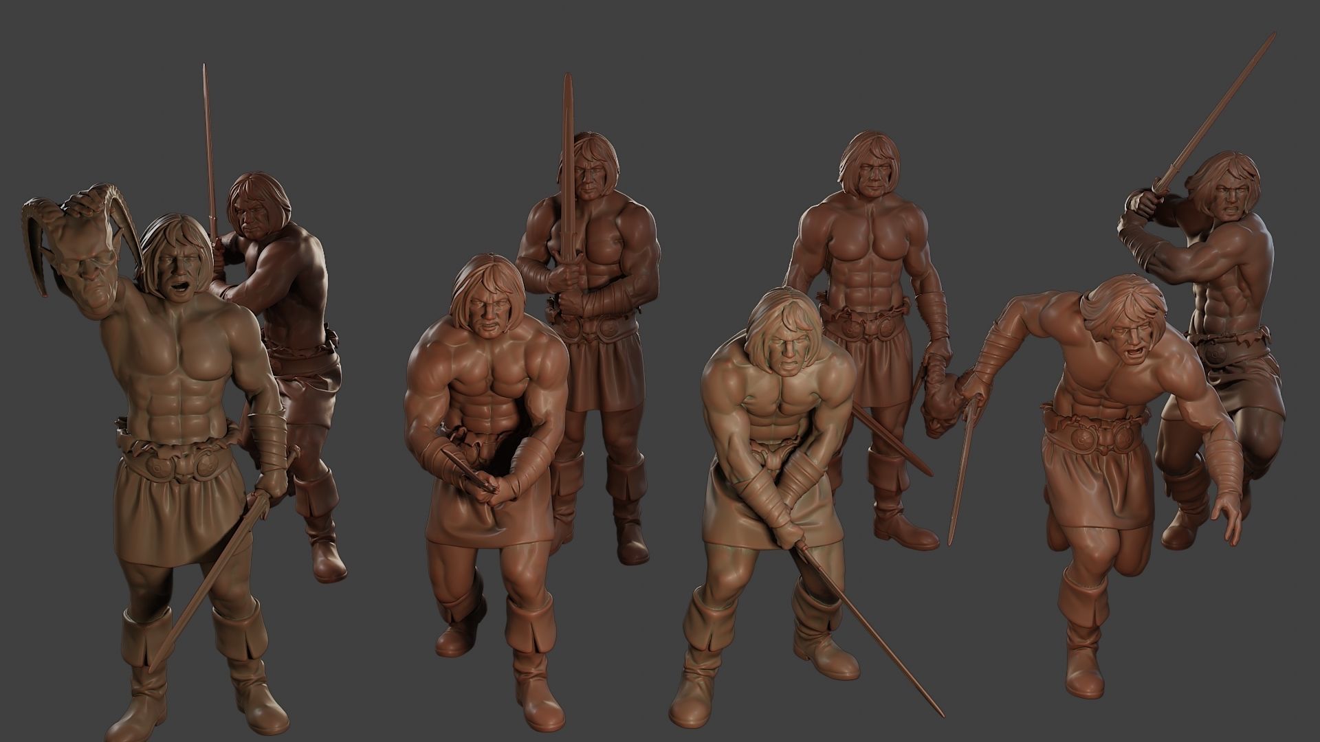 Male Barbarian 2HSword Pack 1 3D Model Collection_27