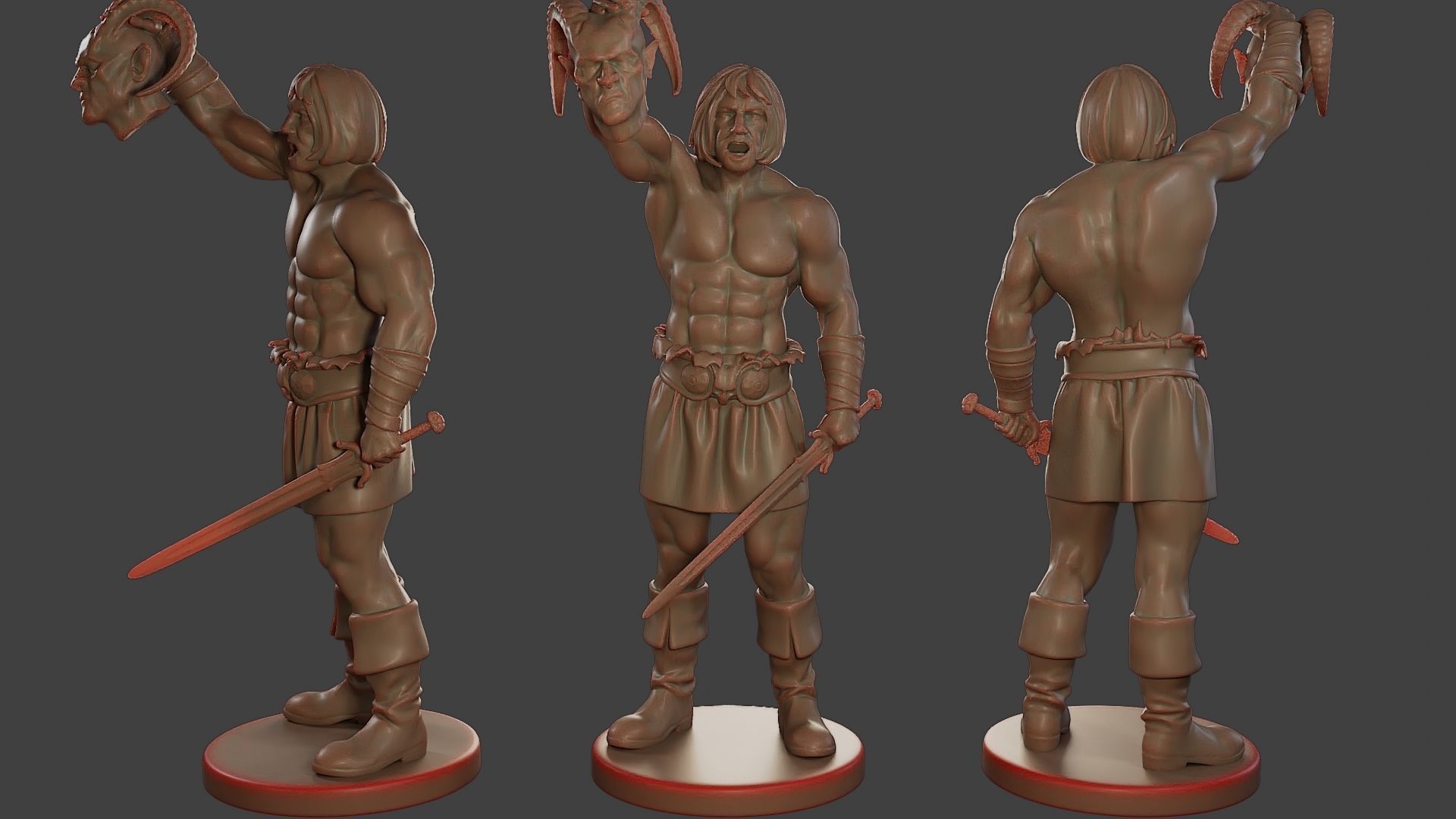 Male Barbarian 2HSword Pack 1 3D Model Collection_8