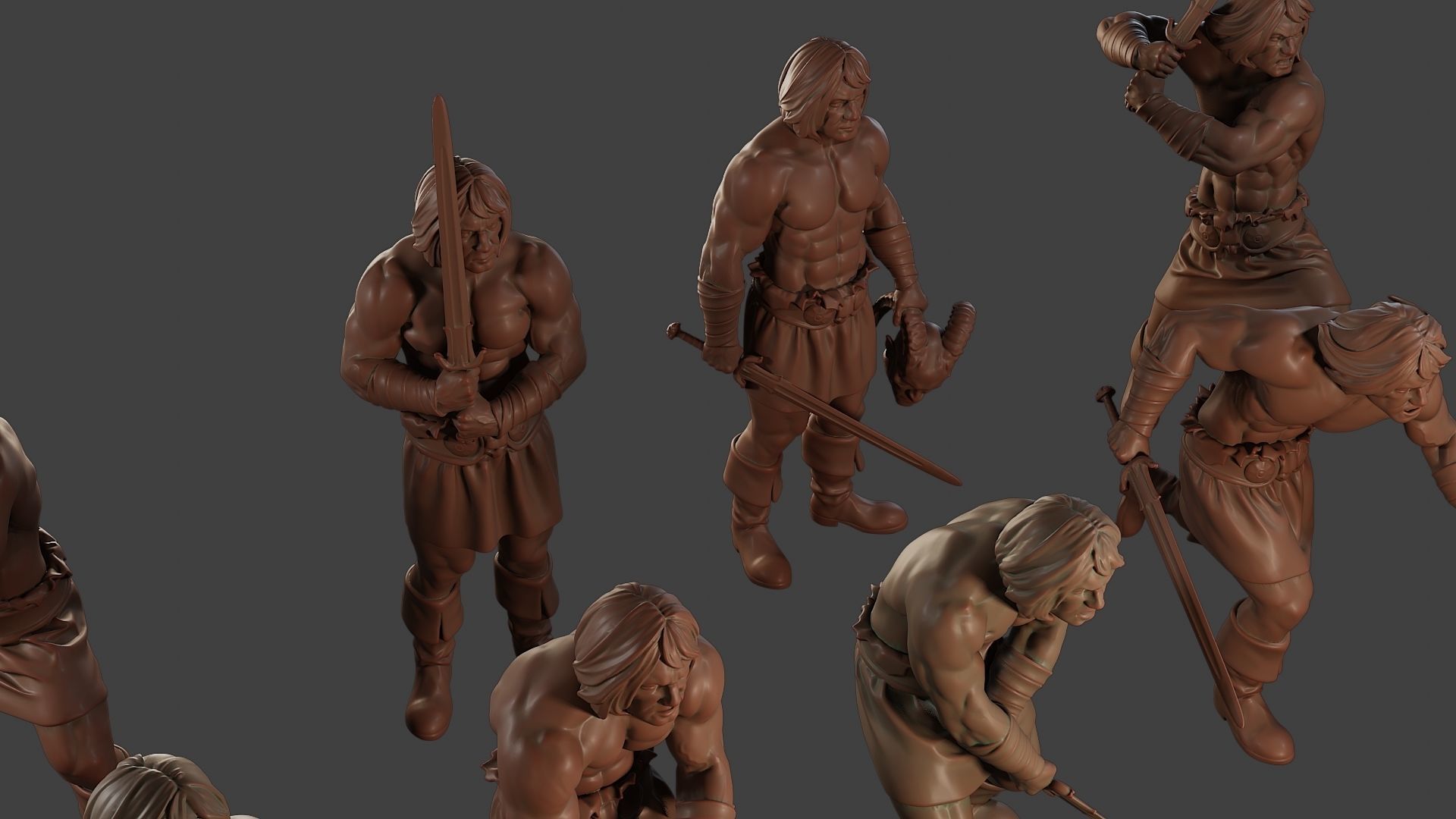 Male Barbarian 2HSword Pack 1 3D Model Collection_16