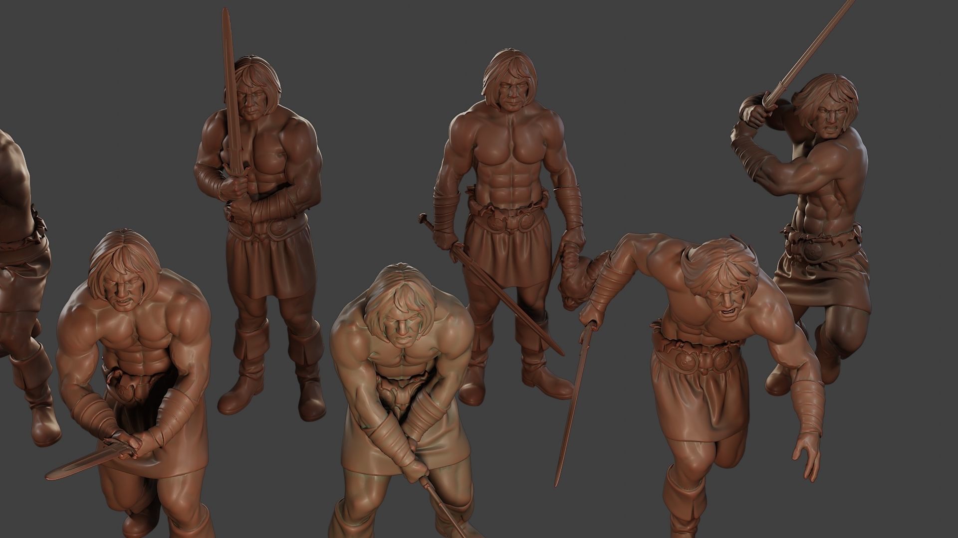 Male Barbarian 2HSword Pack 1 3D Model Collection_24