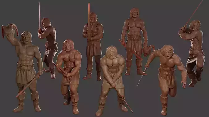 Male Barbarian 2HSword Pack 1 3D Model Collection