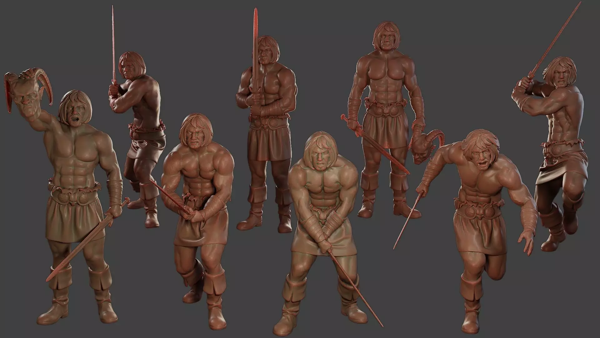 Male Barbarian 2HSword Pack 1 3D Model Collection_0