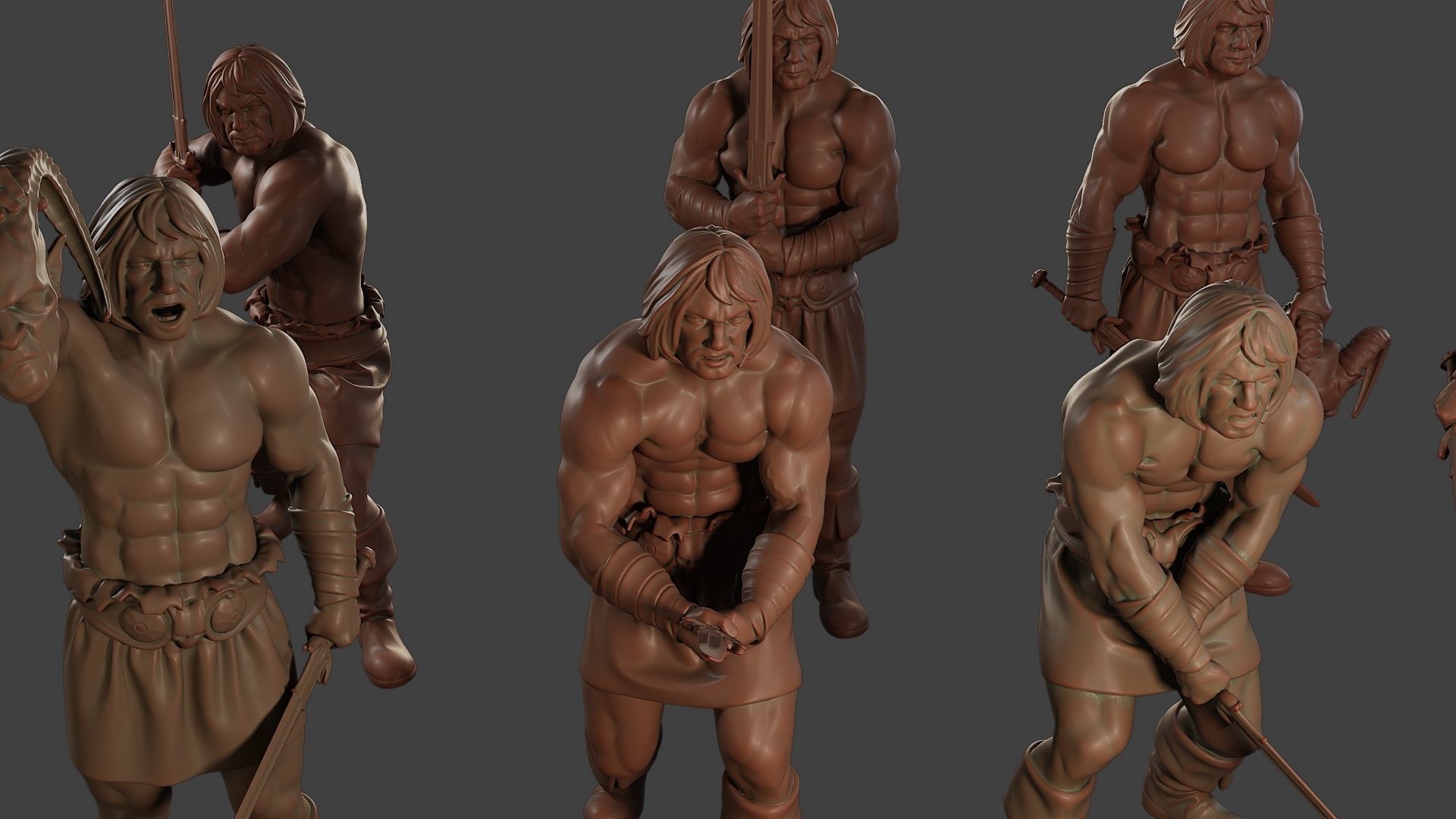 Male Barbarian 2HSword Pack 1 3D Model Collection_25