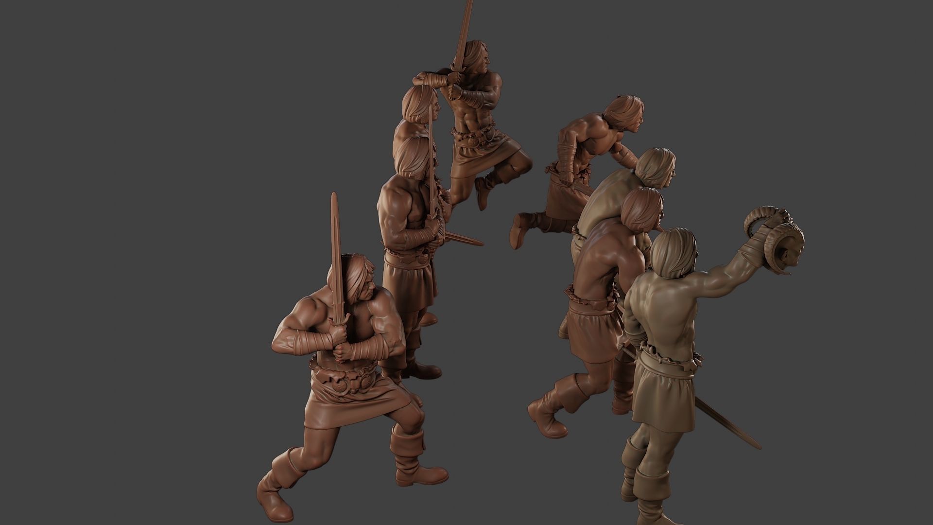 Male Barbarian 2HSword Pack 1 3D Model Collection_12