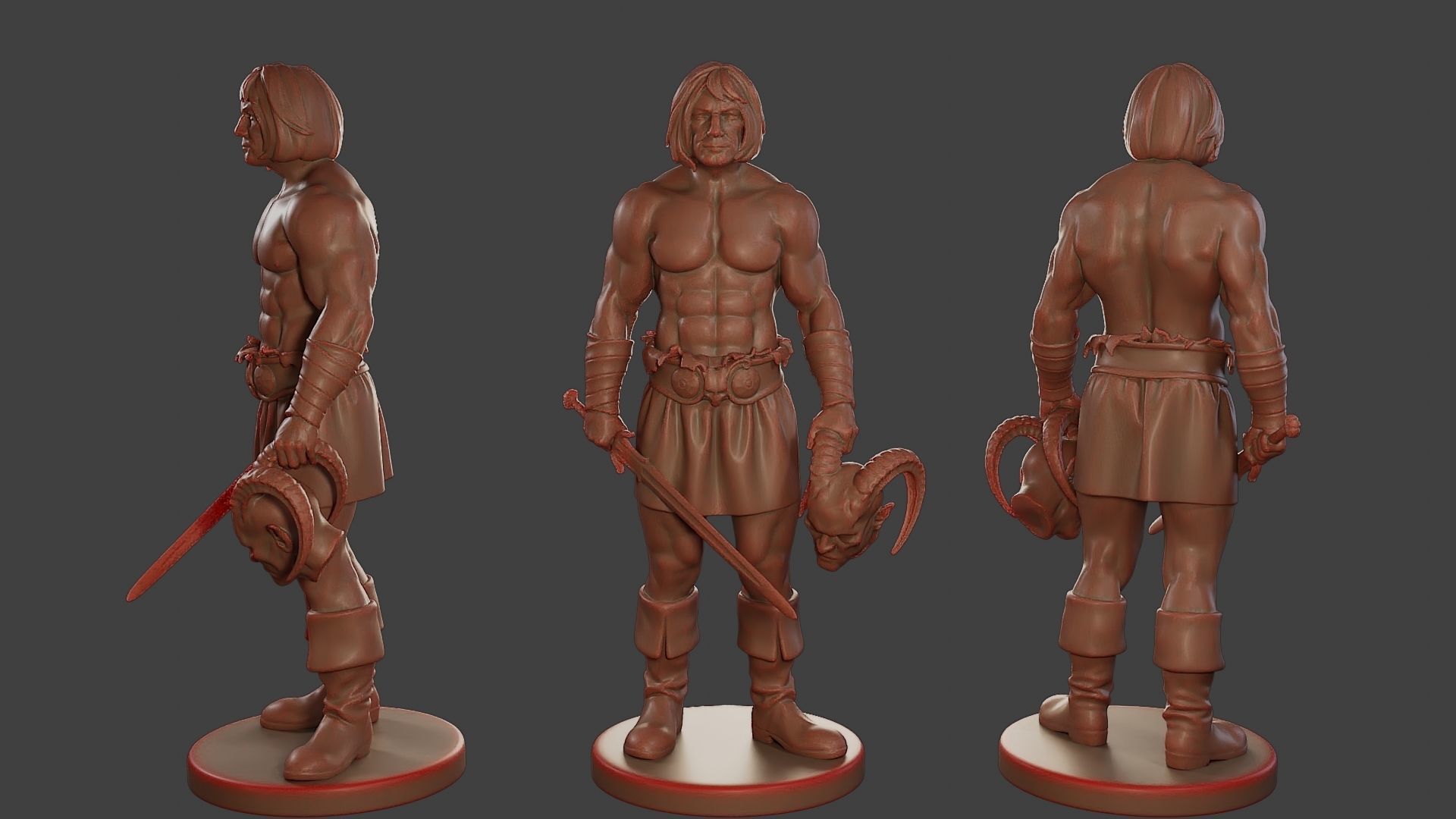 Male Barbarian 2HSword Pack 1 3D Model Collection_4