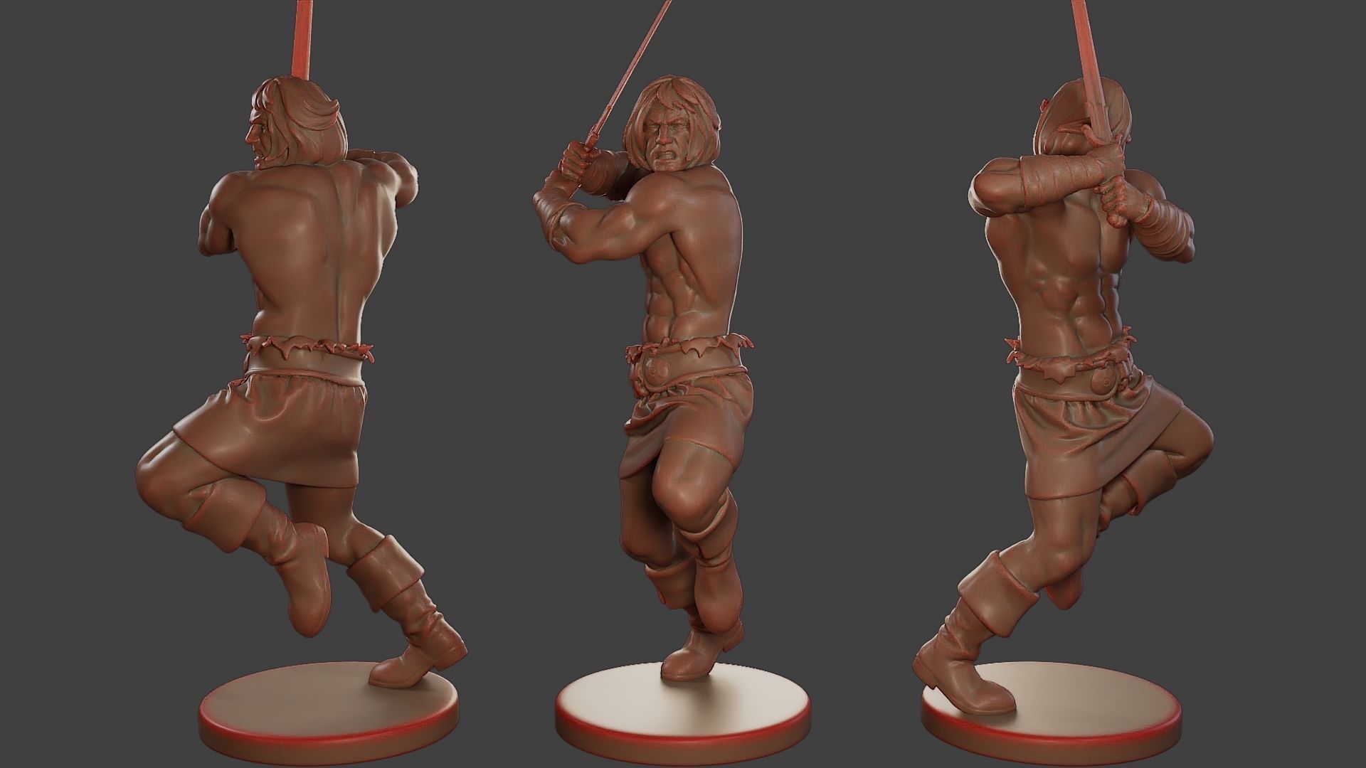 Male Barbarian 2HSword Pack 1 3D Model Collection_5