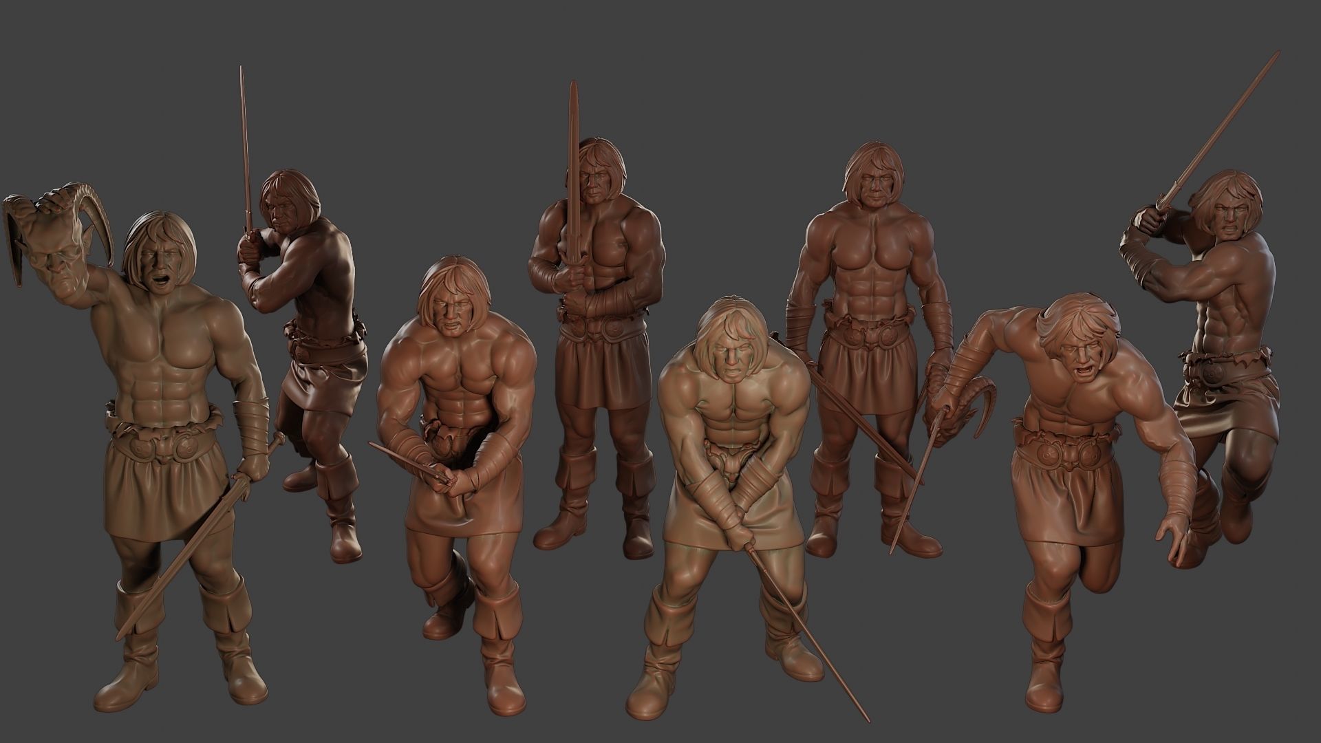 Male Barbarian 2HSword Pack 1 3D Model Collection_1