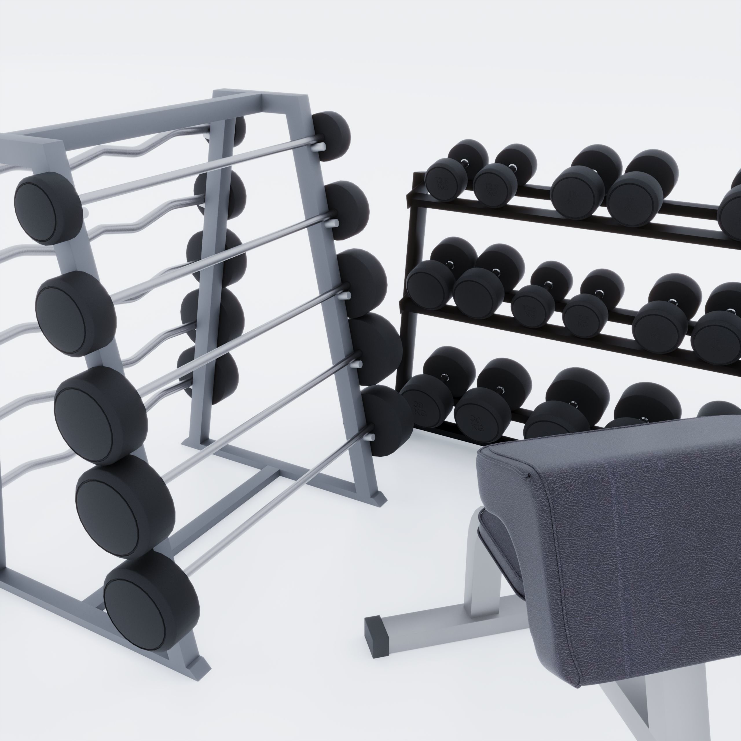 Small Gym Interior Set 3D model_15