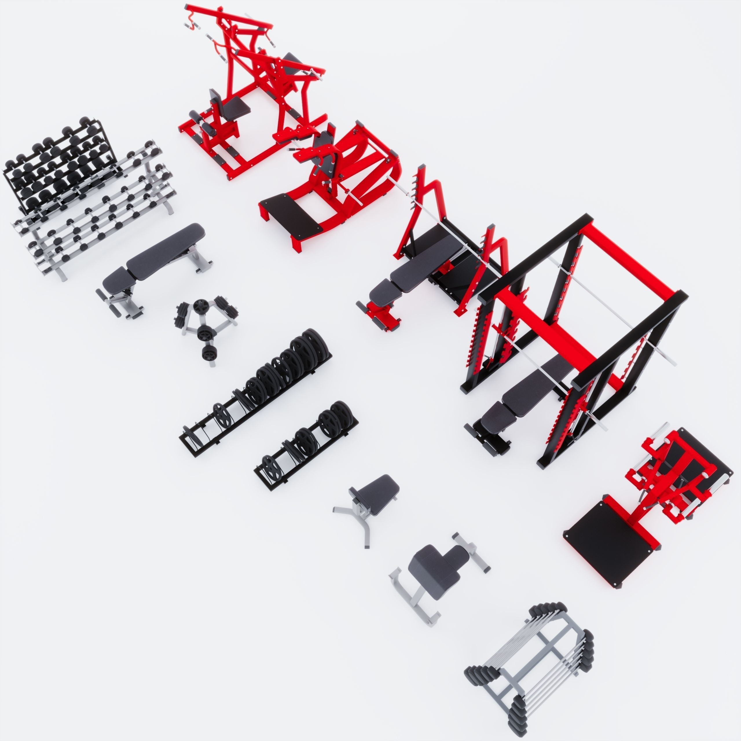 Small Gym Interior Set 3D model_10