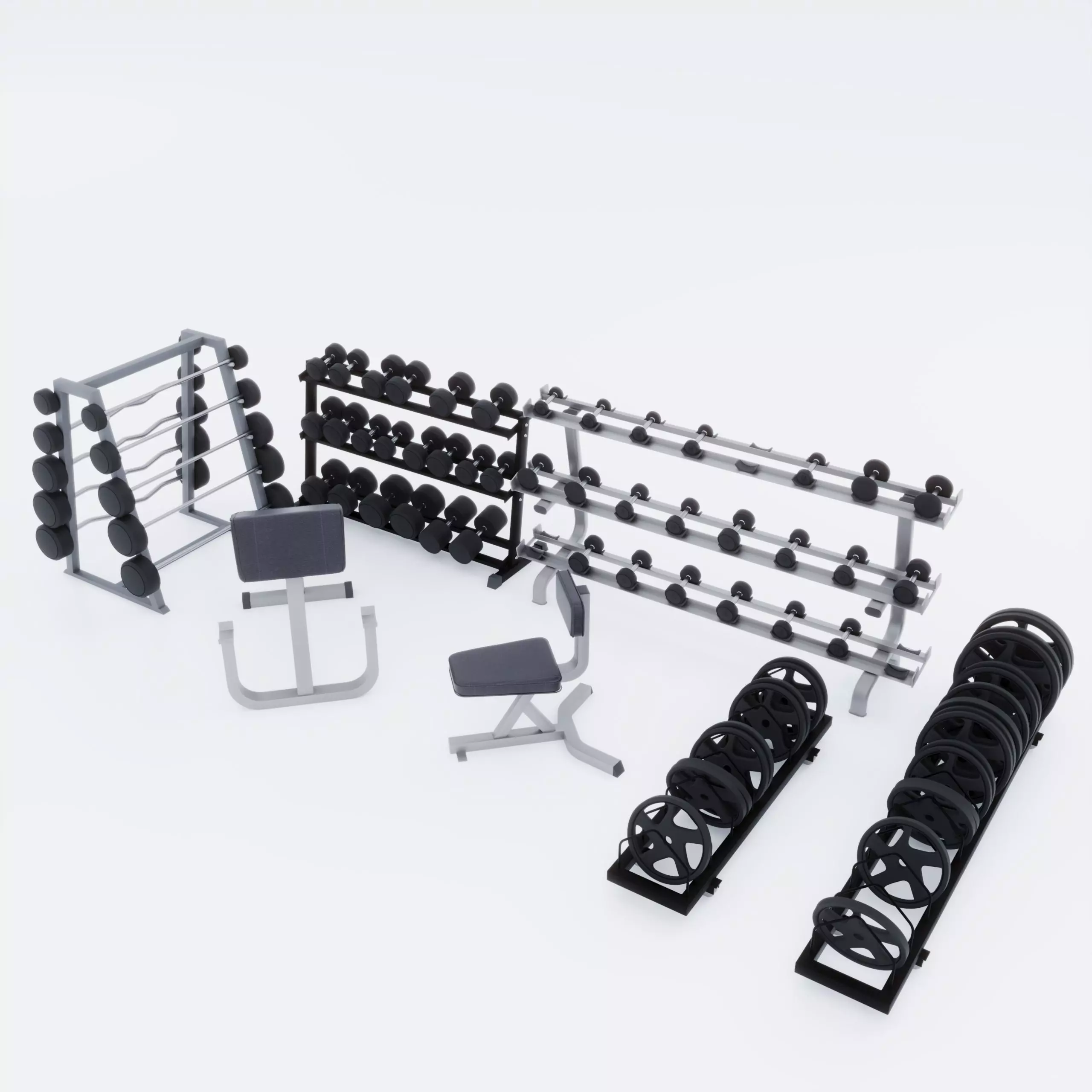 Small Gym Interior Set 3D model_0