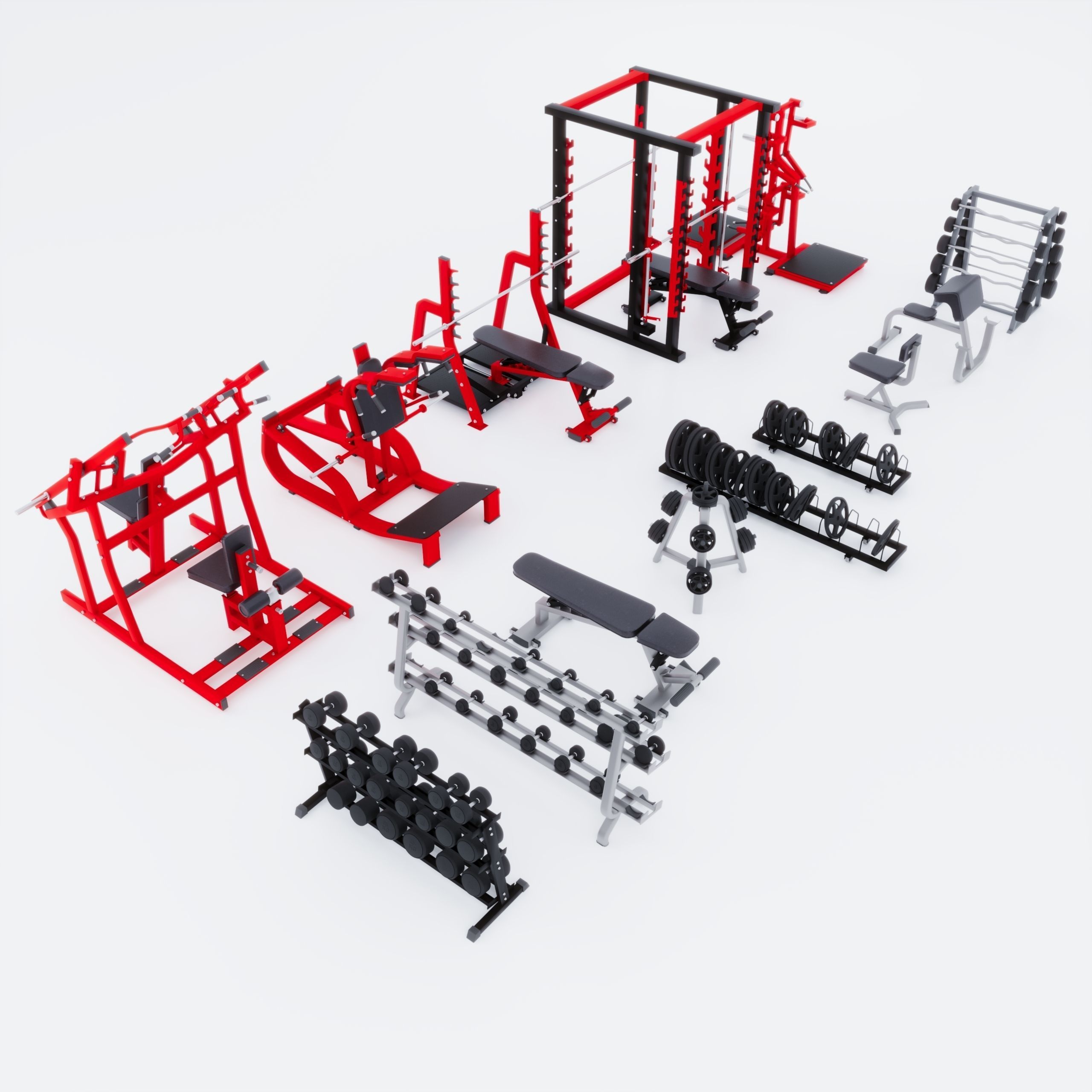 Small Gym Interior Set 3D model_9