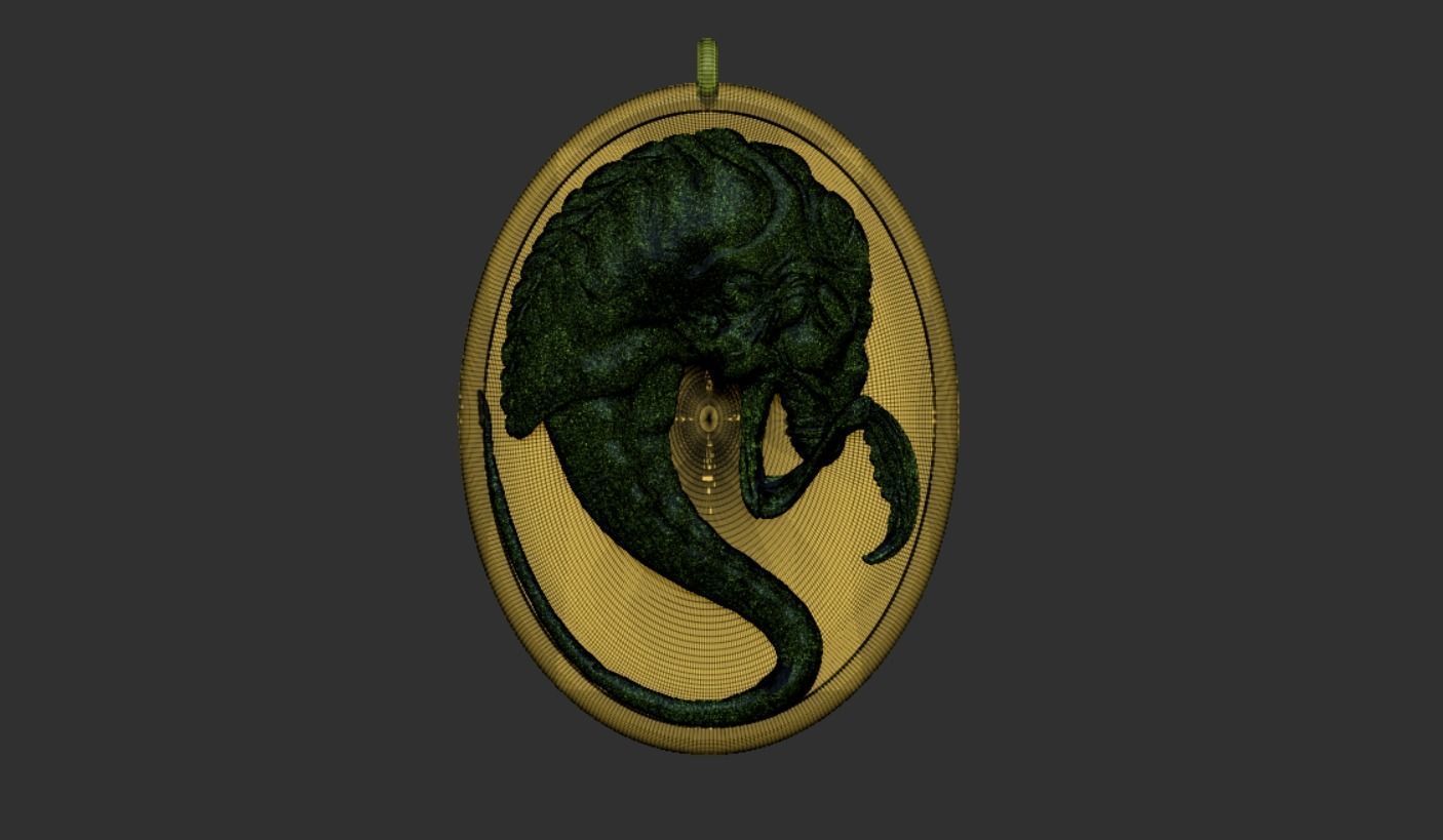 Alien Pendant 3D print model_2