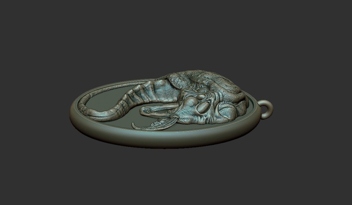 Alien Pendant 3D print model_1