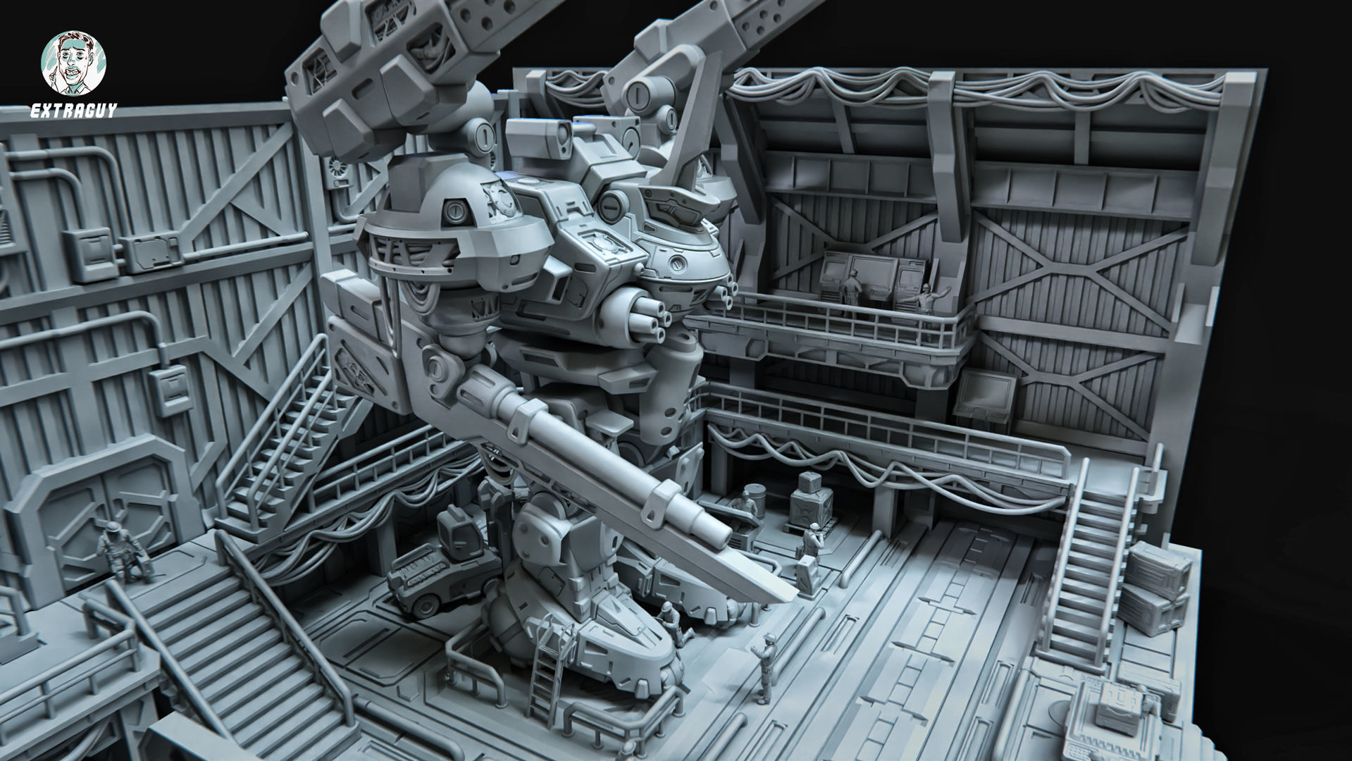 Repair Bay Set Plus Mech 3D print model_3