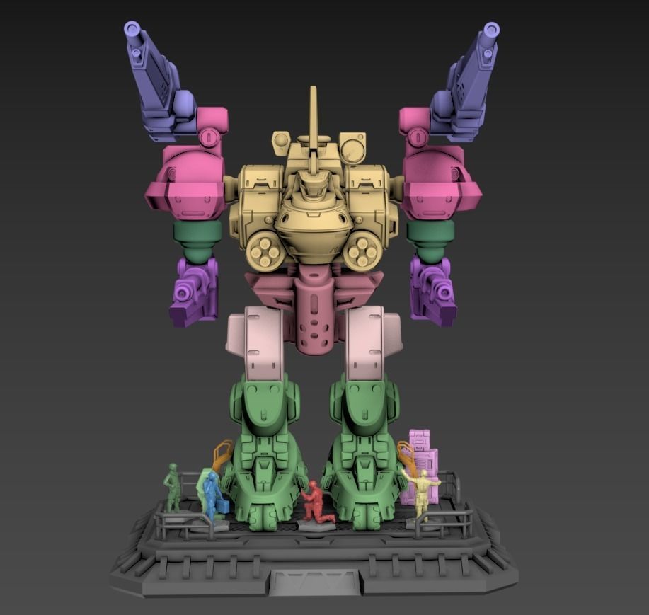 Broken Axe Mech 100mm 3D print model_4